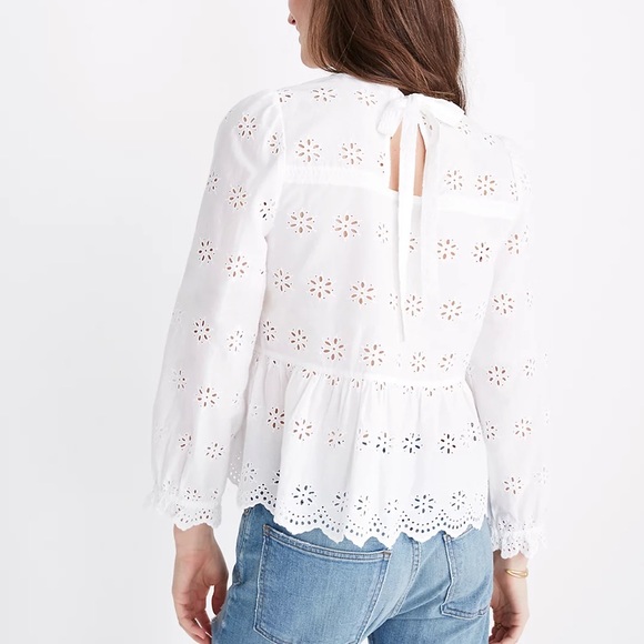 MADEWELL Eyelet Keyhole Peplum Top in Black - Picture 12 of 14